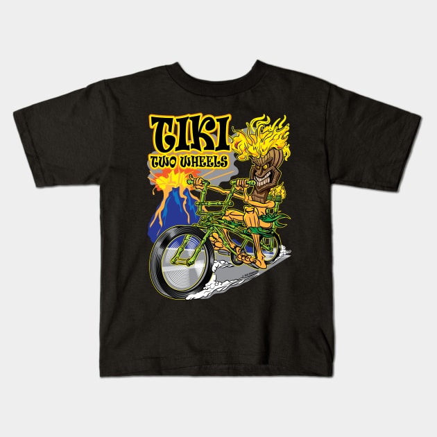 Tiki Two Wheels Kids T-Shirt by eShirtLabs